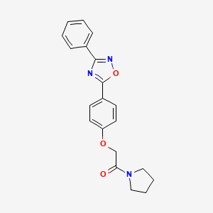 molecular formula C20H19N3O3 B6028440 5-{4-[2-oxo-2-(1-pyrrolidinyl)ethoxy]phenyl}-3-phenyl-1,2,4-oxadiazole 