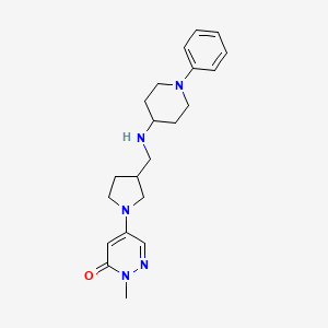 molecular formula C21H29N5O B6028458 2-methyl-5-(3-{[(1-phenylpiperidin-4-yl)amino]methyl}pyrrolidin-1-yl)pyridazin-3(2H)-one 