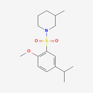 molecular formula C16H25NO3S B602847 1-[2-Methoxy-5-(propan-2-yl)benzenesulfonyl]-3-methylpiperidine CAS No. 893667-57-7