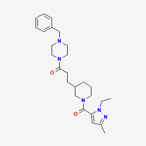 1-benzyl-4-(3-{1-[(1-ethyl-3-methyl-1H-pyrazol-5-yl)carbonyl]-3-piperidinyl}propanoyl)piperazine