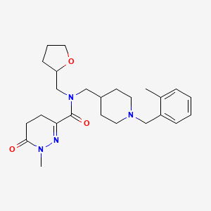 molecular formula C25H36N4O3 B6028500 1-methyl-N-{[1-(2-methylbenzyl)-4-piperidinyl]methyl}-6-oxo-N-(tetrahydro-2-furanylmethyl)-1,4,5,6-tetrahydro-3-pyridazinecarboxamide 