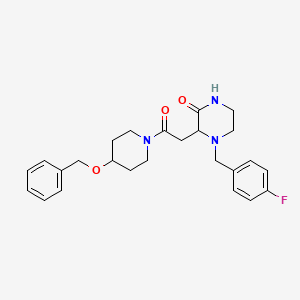 molecular formula C25H30FN3O3 B6028549 3-{2-[4-(benzyloxy)-1-piperidinyl]-2-oxoethyl}-4-(4-fluorobenzyl)-2-piperazinone 