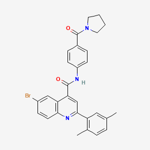 molecular formula C29H26BrN3O2 B6028569 6-bromo-2-(2,5-dimethylphenyl)-N-[4-(1-pyrrolidinylcarbonyl)phenyl]-4-quinolinecarboxamide 