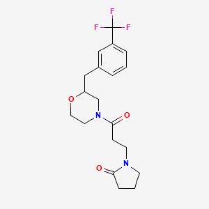 molecular formula C19H23F3N2O3 B6028622 1-(3-oxo-3-{2-[3-(trifluoromethyl)benzyl]-4-morpholinyl}propyl)-2-pyrrolidinone 