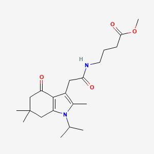 molecular formula C21H32N2O4 B6028645 methyl 4-{[(1-isopropyl-2,6,6-trimethyl-4-oxo-4,5,6,7-tetrahydro-1H-indol-3-yl)acetyl]amino}butanoate 