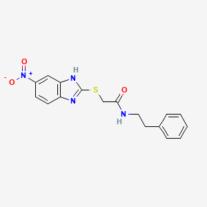 molecular formula C17H16N4O3S B6028683 2-[(5-nitro-1H-benzimidazol-2-yl)thio]-N-(2-phenylethyl)acetamide 