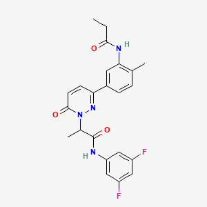 molecular formula C23H22F2N4O3 B6028702 N-(3,5-difluorophenyl)-2-[3-[4-methyl-3-(propionylamino)phenyl]-6-oxo-1(6H)-pyridazinyl]propanamide 