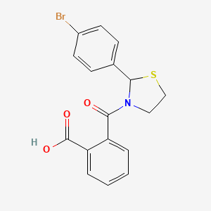 molecular formula C17H14BrNO3S B6028706 2-{[2-(4-bromophenyl)-1,3-thiazolidin-3-yl]carbonyl}benzoic acid 