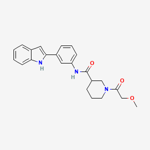 molecular formula C23H25N3O3 B6028733 N-[3-(1H-indol-2-yl)phenyl]-1-(methoxyacetyl)-3-piperidinecarboxamide 