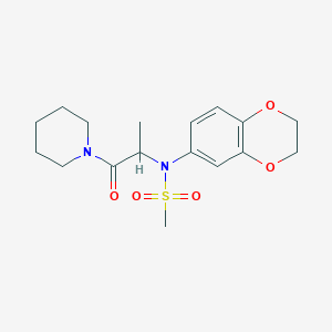 molecular formula C17H24N2O5S B6028778 N-(2,3-dihydro-1,4-benzodioxin-6-yl)-N-[1-methyl-2-oxo-2-(1-piperidinyl)ethyl]methanesulfonamide 