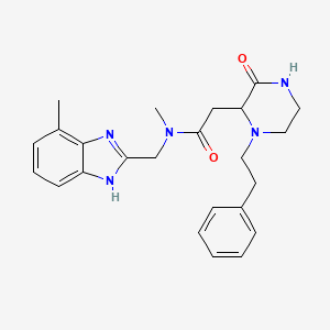 N-methyl-N-[(7-methyl-1H-benzimidazol-2-yl)methyl]-2-[3-oxo-1-(2-phenylethyl)-2-piperazinyl]acetamide