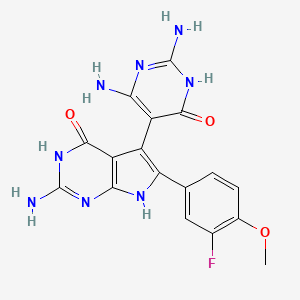 2-amino-5-(2,4-diamino-6-oxo-1,6-dihydropyrimidin-5-yl)-6-(3-fluoro-4-methoxyphenyl)-3,7-dihydro-4H-pyrrolo[2,3-d]pyrimidin-4-one