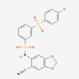 3-[(4-bromophenyl)sulfonyl]-N-(6-cyano-1,3-benzodioxol-5-yl)benzenesulfonamide