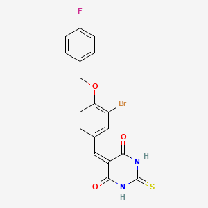 molecular formula C18H12BrFN2O3S B6028876 5-{3-bromo-4-[(4-fluorobenzyl)oxy]benzylidene}-2-thioxodihydro-4,6(1H,5H)-pyrimidinedione 