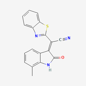 molecular formula C18H11N3OS B6028888 1,3-benzothiazol-2-yl(7-methyl-2-oxo-1,2-dihydro-3H-indol-3-ylidene)acetonitrile 