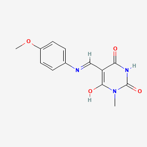 molecular formula C13H13N3O4 B6028983 5-{[(4-methoxyphenyl)amino]methylene}-1-methyl-2,4,6(1H,3H,5H)-pyrimidinetrione 