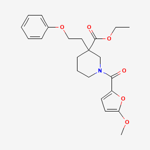 molecular formula C22H27NO6 B6028985 ethyl 1-(5-methoxy-2-furoyl)-3-(2-phenoxyethyl)-3-piperidinecarboxylate 