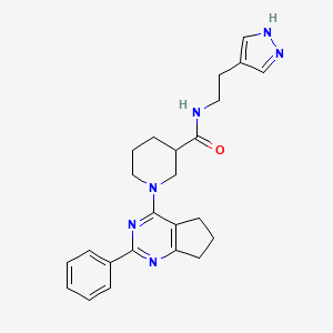 molecular formula C24H28N6O B6029004 1-(2-phenyl-6,7-dihydro-5H-cyclopenta[d]pyrimidin-4-yl)-N-[2-(1H-pyrazol-4-yl)ethyl]-3-piperidinecarboxamide 