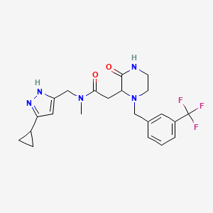 N-[(5-cyclopropyl-1H-pyrazol-3-yl)methyl]-N-methyl-2-{3-oxo-1-[3-(trifluoromethyl)benzyl]-2-piperazinyl}acetamide