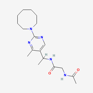 molecular formula C18H29N5O2 B6029047 N~2~-acetyl-N~1~-{1-[2-(1-azocanyl)-4-methyl-5-pyrimidinyl]ethyl}glycinamide 