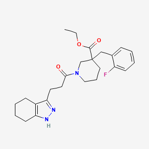 molecular formula C25H32FN3O3 B6029063 ethyl 3-(2-fluorobenzyl)-1-[3-(4,5,6,7-tetrahydro-2H-indazol-3-yl)propanoyl]-3-piperidinecarboxylate 