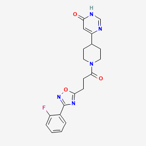 molecular formula C20H20FN5O3 B6029085 6-(1-{3-[3-(2-fluorophenyl)-1,2,4-oxadiazol-5-yl]propanoyl}piperidin-4-yl)pyrimidin-4(3H)-one 