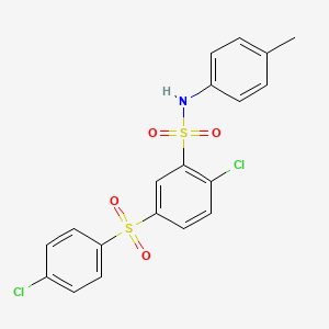 molecular formula C19H15Cl2NO4S2 B6029150 2-chloro-5-[(4-chlorophenyl)sulfonyl]-N-(4-methylphenyl)benzenesulfonamide 