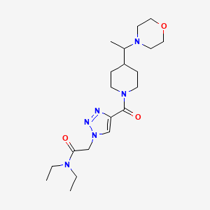 molecular formula C20H34N6O3 B6029164 N,N-diethyl-2-[4-({4-[1-(4-morpholinyl)ethyl]-1-piperidinyl}carbonyl)-1H-1,2,3-triazol-1-yl]acetamide 