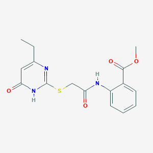 molecular formula C16H17N3O4S B6029212 methyl 2-({[(4-ethyl-6-oxo-1,6-dihydro-2-pyrimidinyl)thio]acetyl}amino)benzoate 