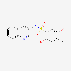 molecular formula C18H18N2O4S B602925 2,5-dimethoxy-4-methyl-N-(3-quinolinyl)benzenesulfonamide CAS No. 1374681-64-7