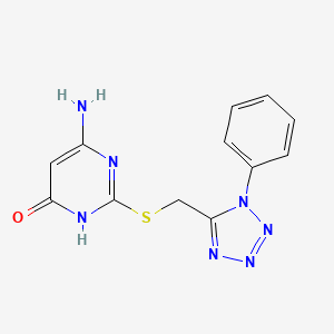 molecular formula C12H11N7OS B6029262 6-amino-2-{[(1-phenyl-1H-tetrazol-5-yl)methyl]thio}-4-pyrimidinol 