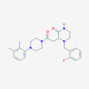 molecular formula C25H31FN4O2 B6029350 3-{2-[4-(2,3-dimethylphenyl)-1-piperazinyl]-2-oxoethyl}-4-(2-fluorobenzyl)-2-piperazinone 