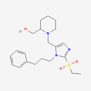 molecular formula C21H31N3O3S B6029364 (1-{[2-(ethylsulfonyl)-1-(3-phenylpropyl)-1H-imidazol-5-yl]methyl}-2-piperidinyl)methanol 