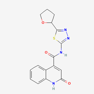 2-oxo-N-[5-(tetrahydro-2-furanyl)-1,3,4-thiadiazol-2-yl]-1,2-dihydro-4-quinolinecarboxamide