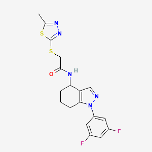 molecular formula C18H17F2N5OS2 B6029383 N-[1-(3,5-difluorophenyl)-4,5,6,7-tetrahydro-1H-indazol-4-yl]-2-[(5-methyl-1,3,4-thiadiazol-2-yl)thio]acetamide 