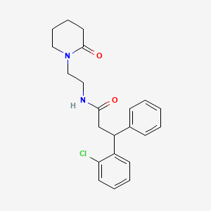 molecular formula C22H25ClN2O2 B6029437 3-(2-chlorophenyl)-N-[2-(2-oxo-1-piperidinyl)ethyl]-3-phenylpropanamide 