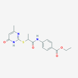 ethyl 4-({2-[(6-methyl-4-oxo-1,4-dihydro-2-pyrimidinyl)thio]propanoyl}amino)benzoate