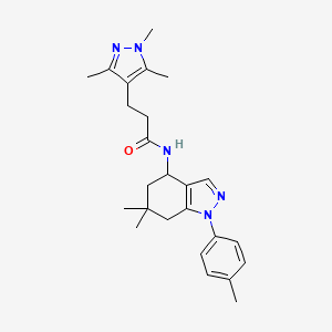 N-[6,6-dimethyl-1-(4-methylphenyl)-4,5,6,7-tetrahydro-1H-indazol-4-yl]-3-(1,3,5-trimethyl-1H-pyrazol-4-yl)propanamide