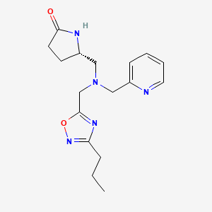 molecular formula C17H23N5O2 B6029499 (5S)-5-{[[(3-propyl-1,2,4-oxadiazol-5-yl)methyl](2-pyridinylmethyl)amino]methyl}-2-pyrrolidinone 