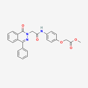 molecular formula C25H21N3O5 B6029534 methyl (4-{[(1-oxo-4-phenylphthalazin-2(1H)-yl)acetyl]amino}phenoxy)acetate 