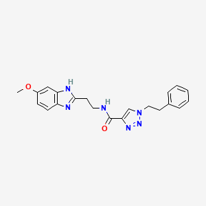 molecular formula C21H22N6O2 B6029552 N-[2-(6-methoxy-1H-benzimidazol-2-yl)ethyl]-1-(2-phenylethyl)-1H-1,2,3-triazole-4-carboxamide 