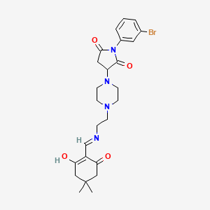 1-(3-bromophenyl)-3-[4-(2-{[(4,4-dimethyl-2,6-dioxocyclohexylidene)methyl]amino}ethyl)-1-piperazinyl]-2,5-pyrrolidinedione