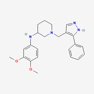 molecular formula C23H28N4O2 B6029833 N-(3,4-dimethoxyphenyl)-1-[(3-phenyl-1H-pyrazol-4-yl)methyl]-3-piperidinamine 