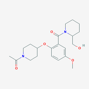 molecular formula C21H30N2O5 B6029958 (1-{2-[(1-acetyl-4-piperidinyl)oxy]-5-methoxybenzoyl}-2-piperidinyl)methanol 