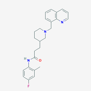 molecular formula C25H28FN3O B6029994 N-(4-fluoro-2-methylphenyl)-3-[1-(8-quinolinylmethyl)-3-piperidinyl]propanamide 