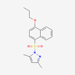 molecular formula C18H20N2O3S B603000 3,5-dimethyl-1-[(4-propoxynaphthalen-1-yl)sulfonyl]-1H-pyrazole CAS No. 1081320-76-4