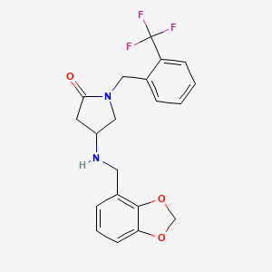 molecular formula C20H19F3N2O3 B6030091 4-[(1,3-benzodioxol-4-ylmethyl)amino]-1-[2-(trifluoromethyl)benzyl]-2-pyrrolidinone 