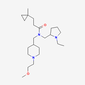 molecular formula C23H43N3O2 B6030122 N-[(1-ethyl-2-pyrrolidinyl)methyl]-N-{[1-(2-methoxyethyl)-4-piperidinyl]methyl}-3-(1-methylcyclopropyl)propanamide 