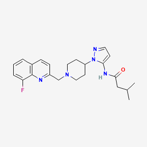 molecular formula C23H28FN5O B6030136 N-(1-{1-[(8-fluoro-2-quinolinyl)methyl]-4-piperidinyl}-1H-pyrazol-5-yl)-3-methylbutanamide 