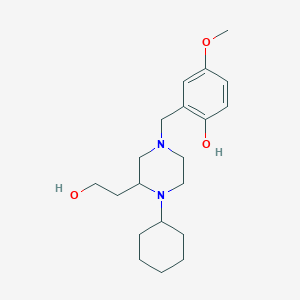 2-{[4-cyclohexyl-3-(2-hydroxyethyl)-1-piperazinyl]methyl}-4-methoxyphenol